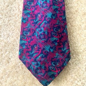Burberry Blue And Burgundy Silk Tie